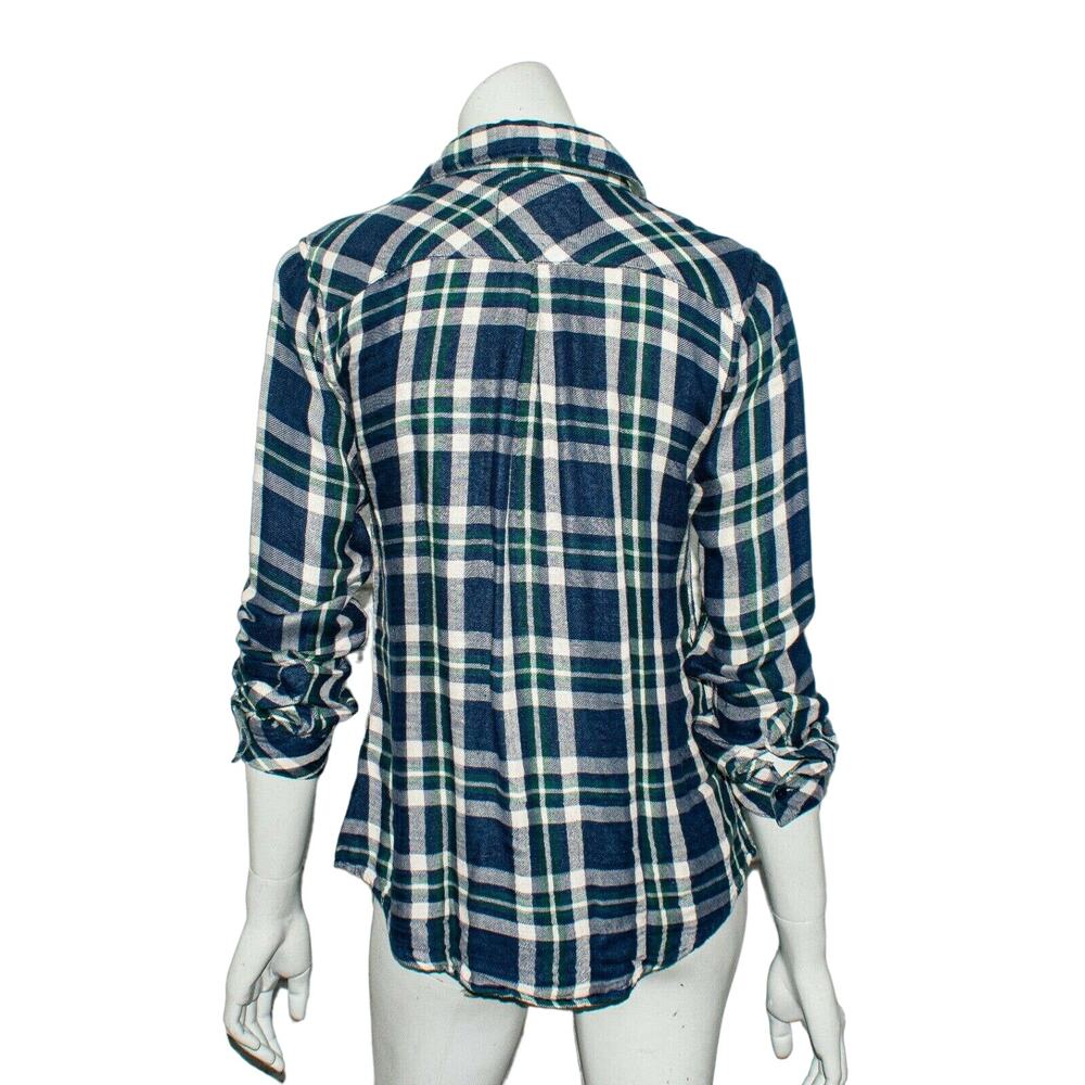 Rails Women's Button up Flannel Shirt Blue Plaid Tencel Rayon Size XS - Picture 3 of 8